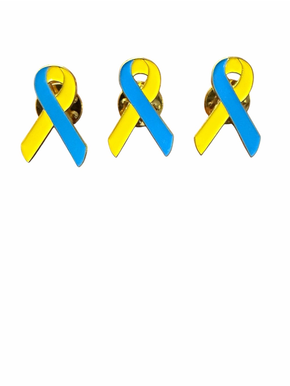 Yellow and Blue Down Syndrome Awareness Ribbon Pin Trio